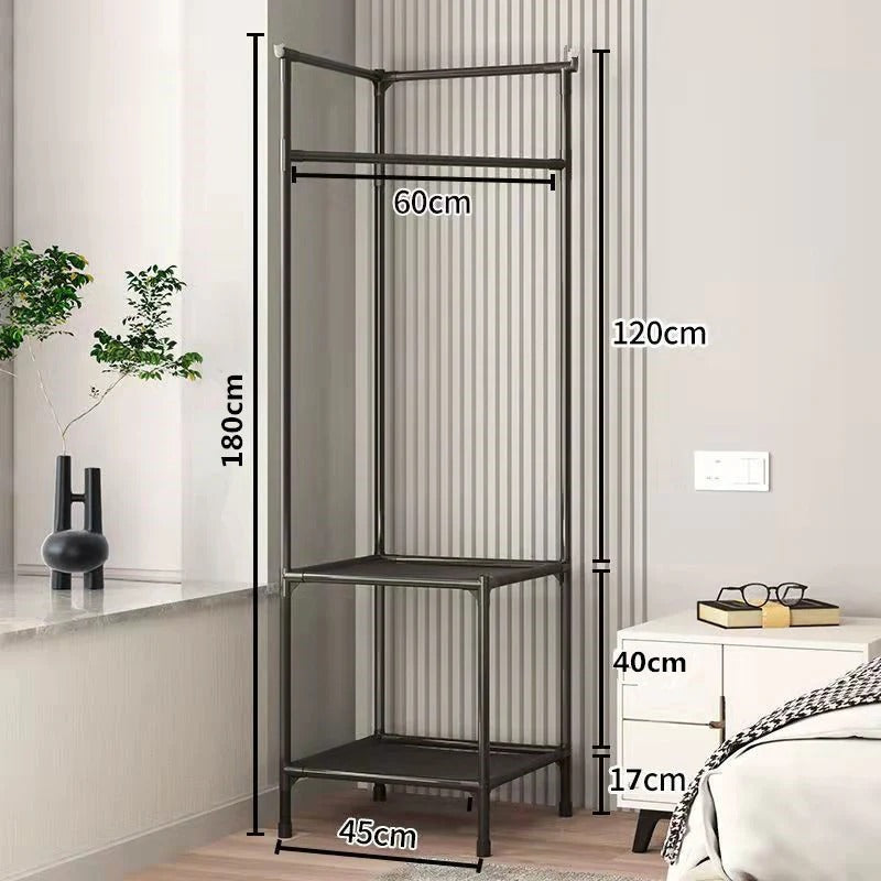 Corner Coat Rack With Mlti Storage Shelf Cabinet